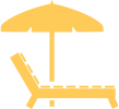 Yellow silhouette of a beach lounge chair and umbrella, perfect for relaxing at Fort Walton Beach.