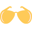 Yellow silhouette of sunglasses on a white background, evoking a Fort Walton Beach vibe.
